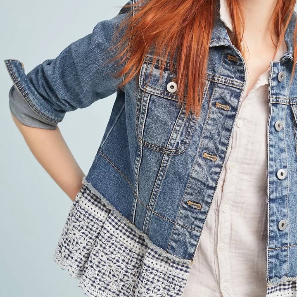 Anthropologie Eyelet Denim Jacket